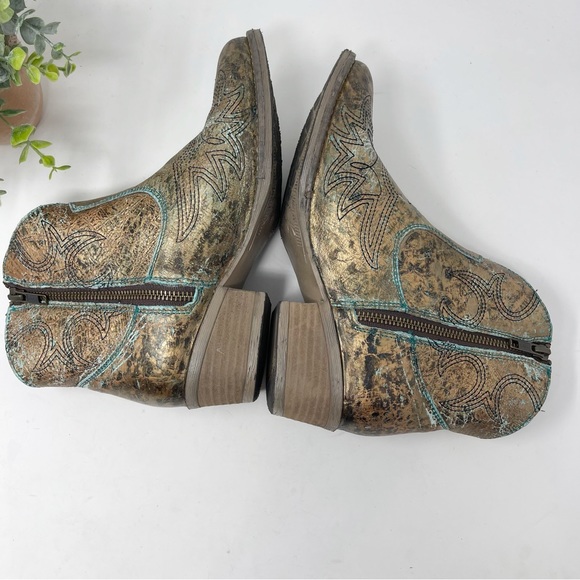 Sterling River Turquoise and Metallic Western Cowboy Boots - Picture 7 of 11